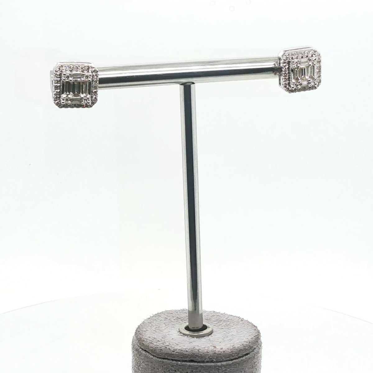 Classic Emerald Cut Diamond Stud Earrings in 14k White Gold