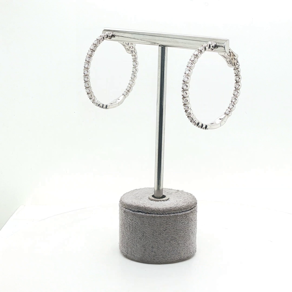 Round Brilliant Diamond White Gold Channel-Set Hoop Earrings