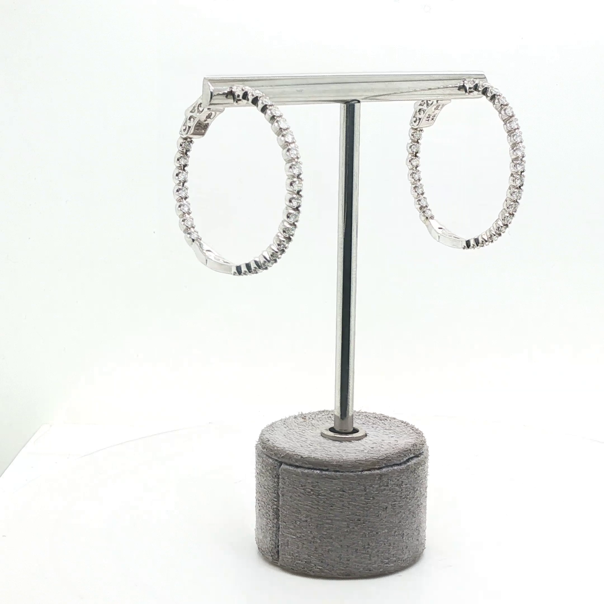 Round Brilliant Diamond White Gold Channel-Set Hoop Earrings