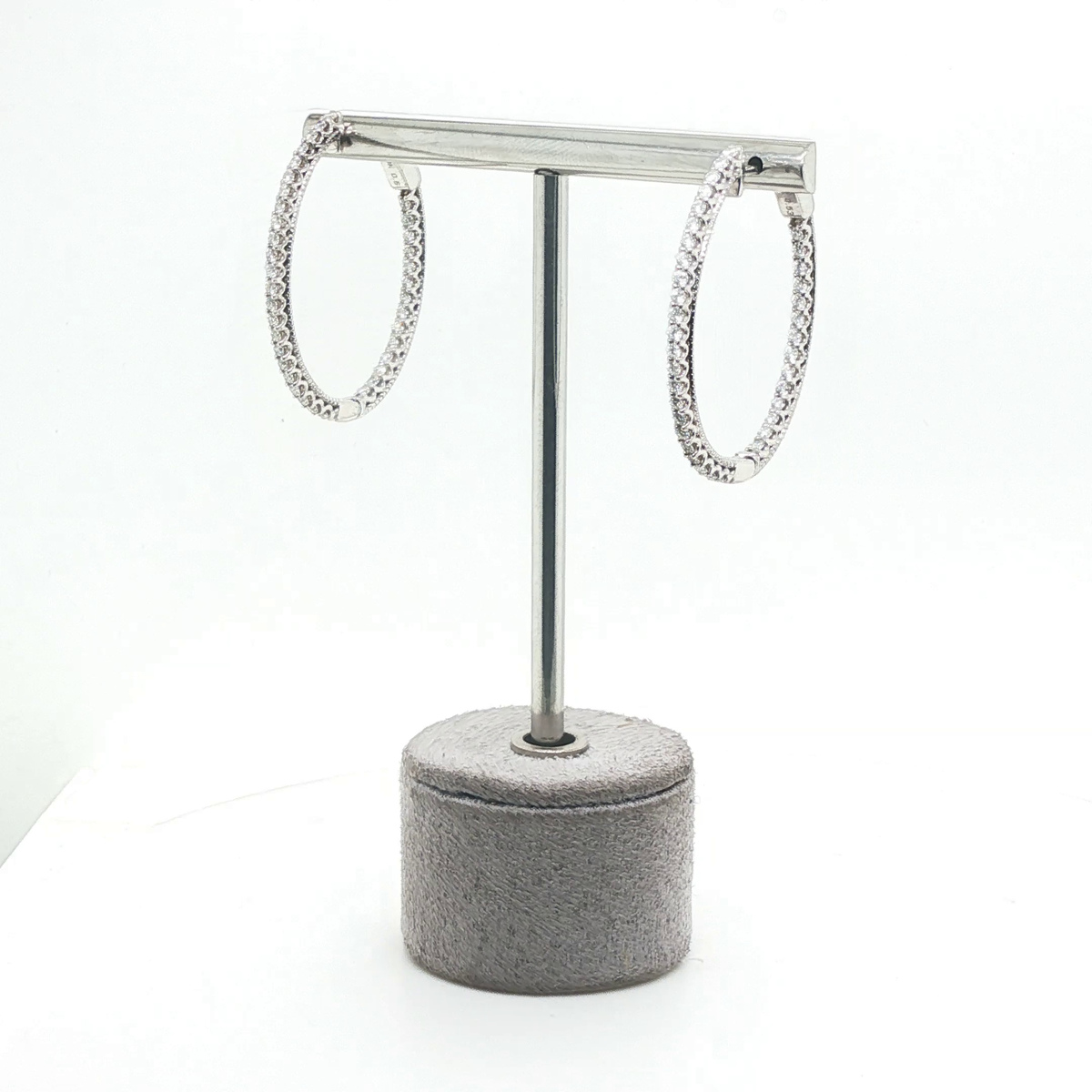 White Gold Round Brilliant Diamond Hoop Earrings