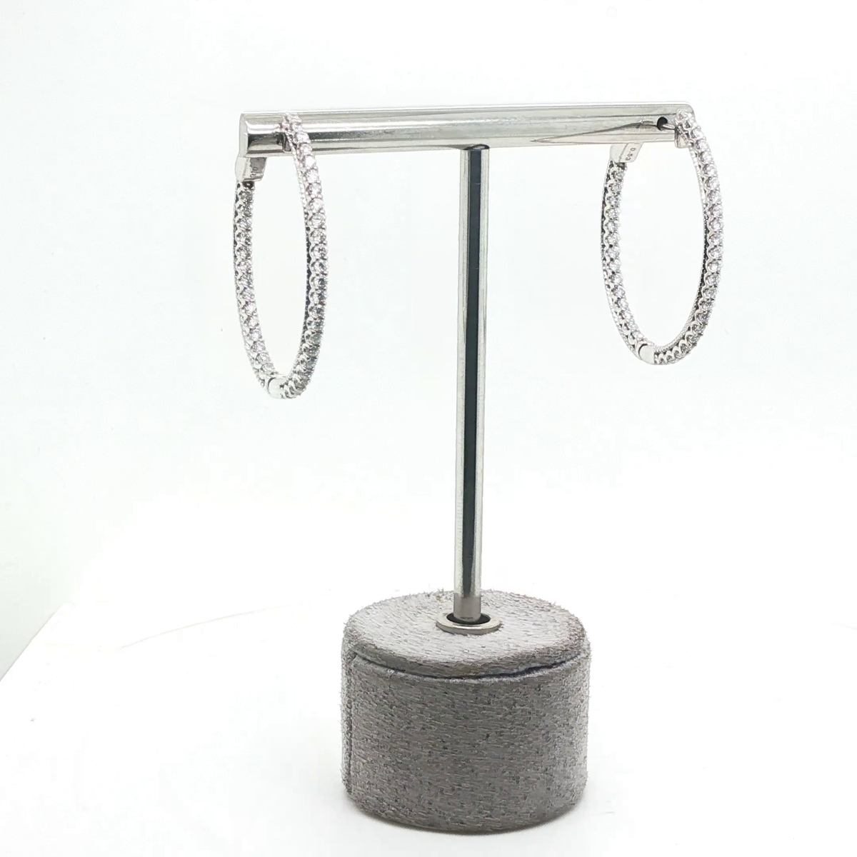 White Gold Round Brilliant Diamond Hoop Earrings
