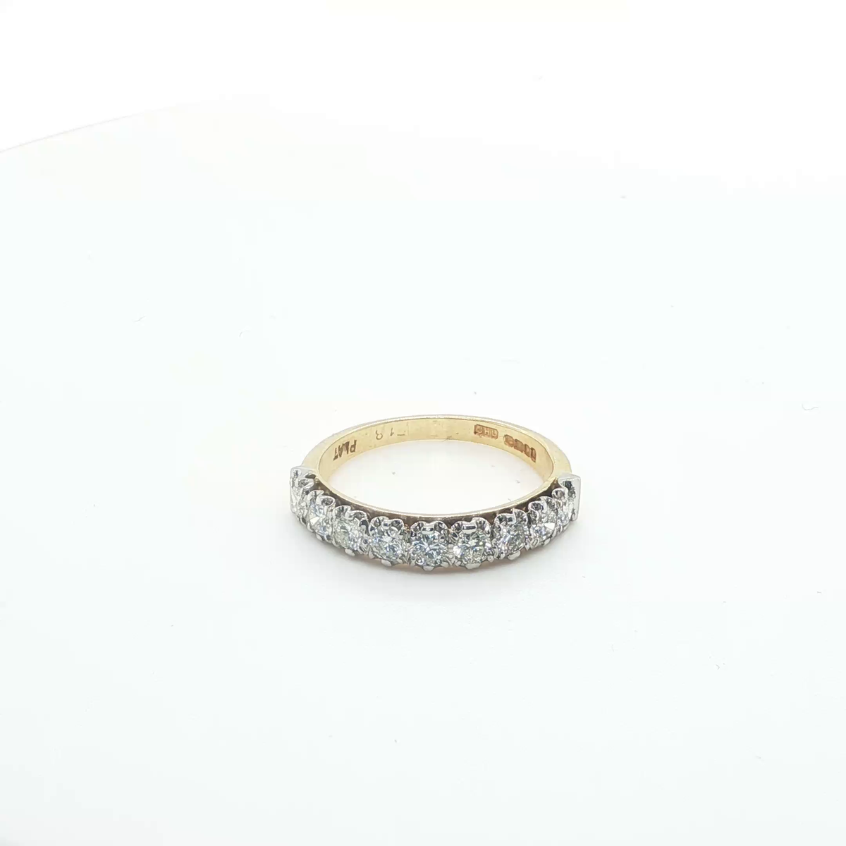 Engraved Yellow Gold Round Brilliant Diamond Eternity Band