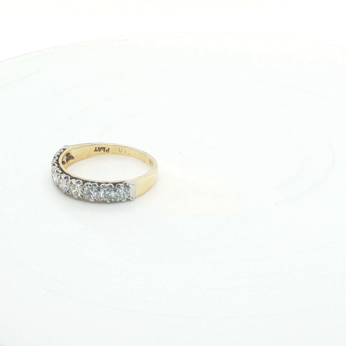 Engraved Yellow Gold Round Brilliant Diamond Eternity Band