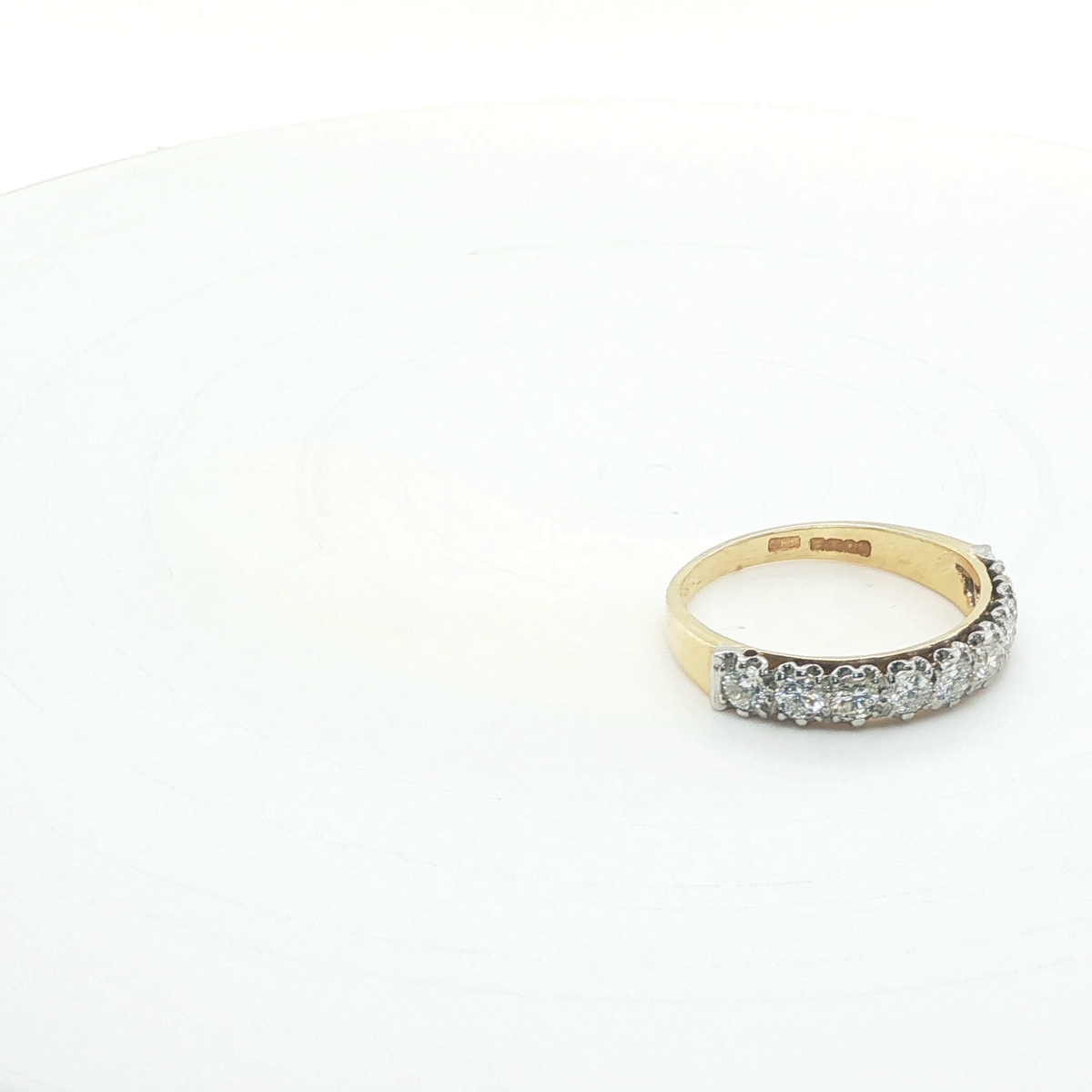 Engraved Yellow Gold Round Brilliant Diamond Eternity Band