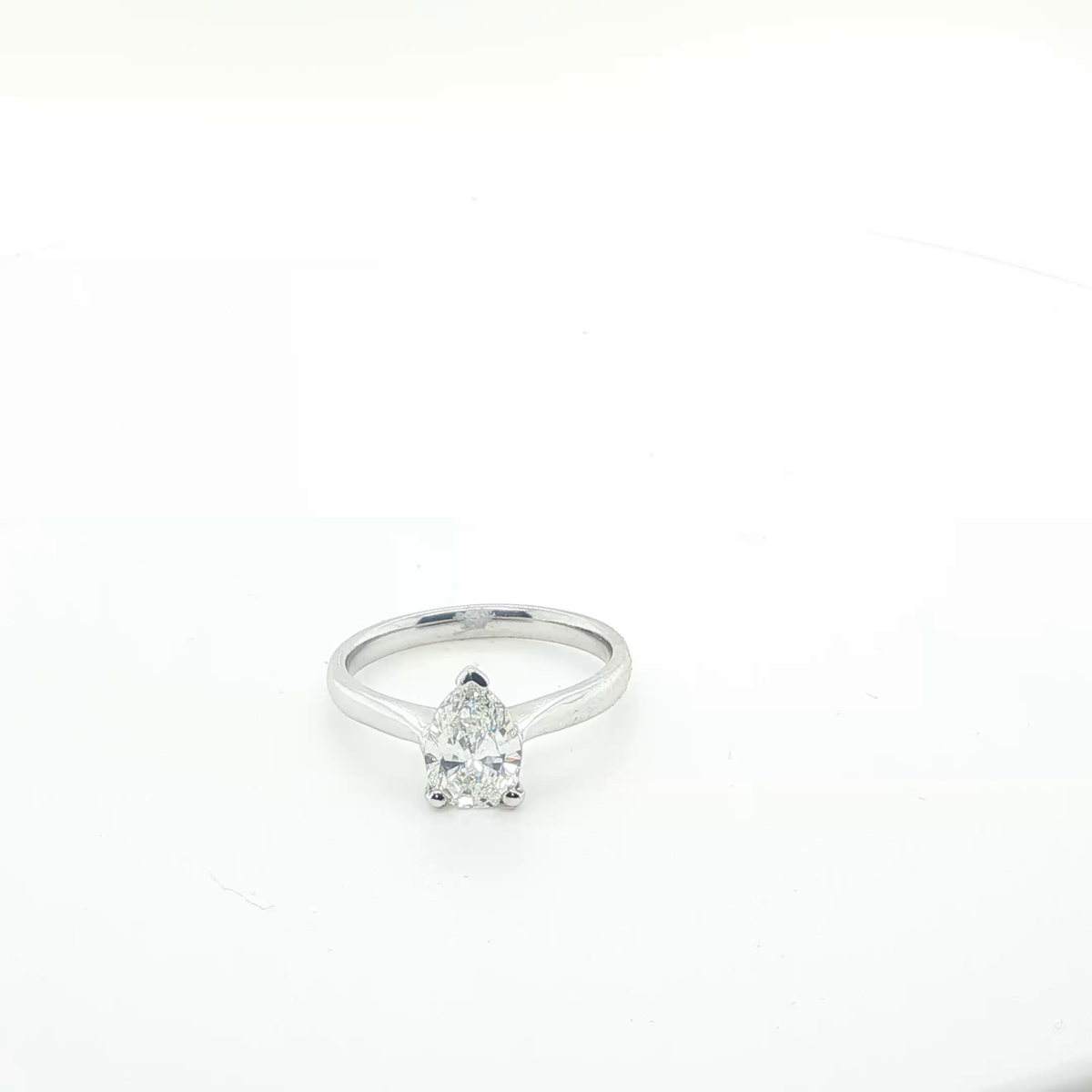 Pear-Shaped Brilliant-Cut Diamond Solitaire Ring in Polished Platinum