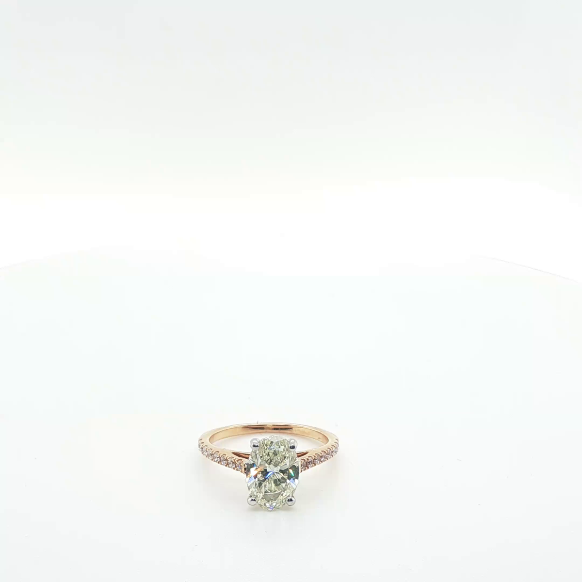 Oval Brilliant Cut Diamond Solitaire Engagement Ring in Polished Rose Gold