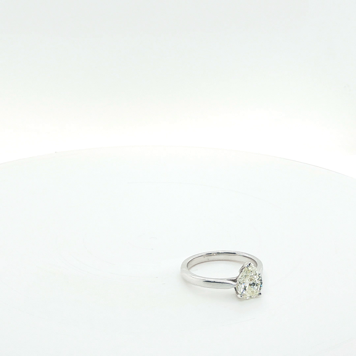 Pear Shaped Brilliant Cut Diamond Solitaire Ring in White Gold