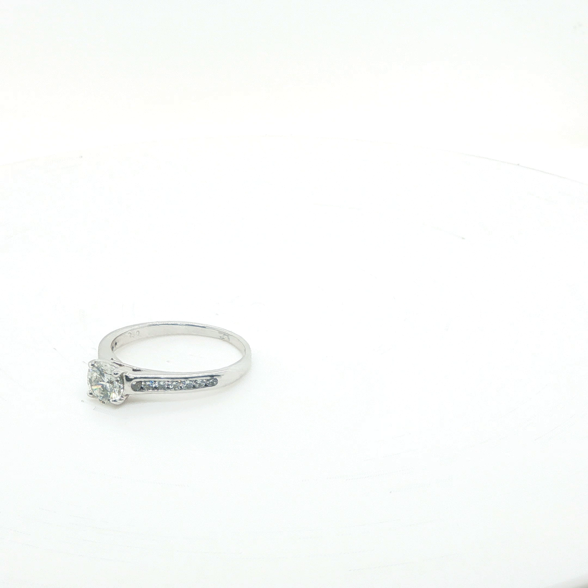 Round Brilliant Cut Diamond Solitaire Engagement Ring in White Gold