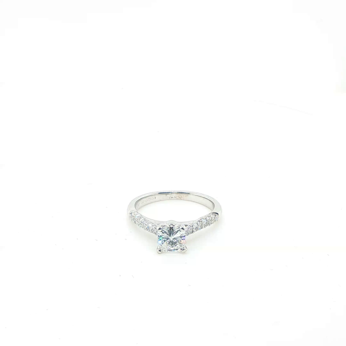 Princess Cut Brilliant Diamond Engagement Ring in Polished White Gold