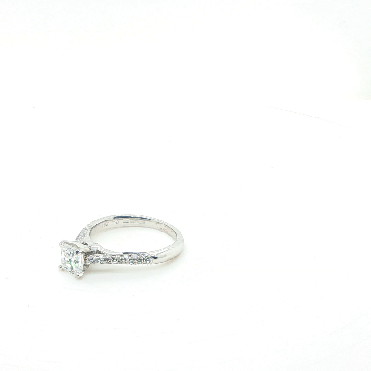 Princess Cut Brilliant Diamond Engagement Ring in Polished White Gold
