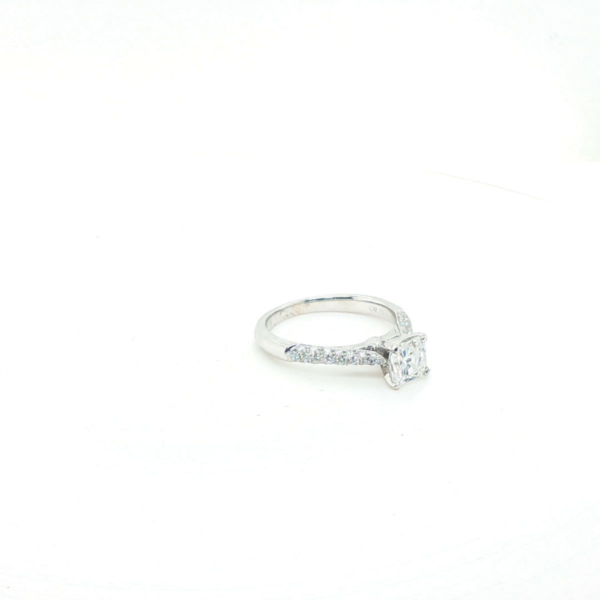Princess Cut Brilliant Diamond Engagement Ring in Polished White Gold