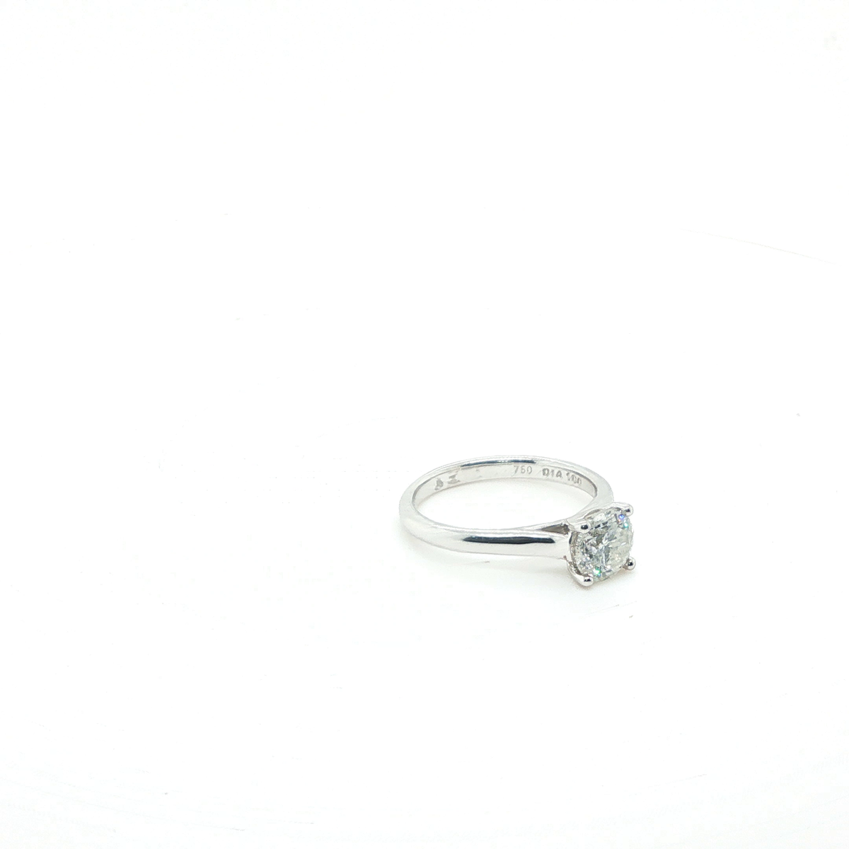 Classic Round Brilliant Diamond Solitaire Ring in Polished White Gold