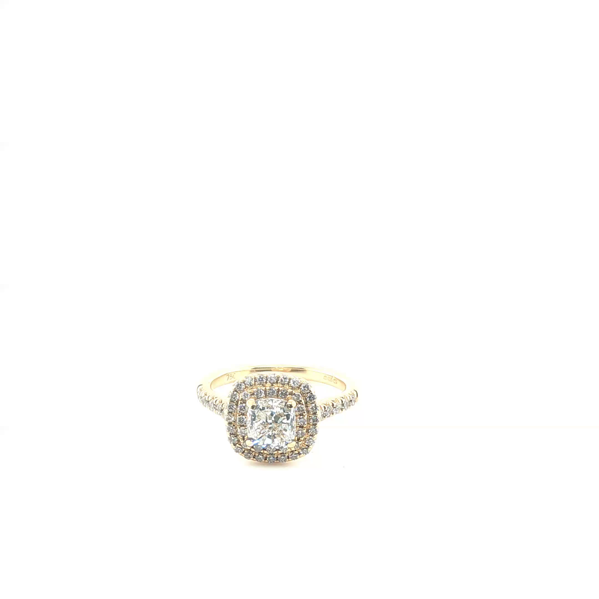 Cushion Brilliant Diamond Engagement Ring in Polished Yellow Gold