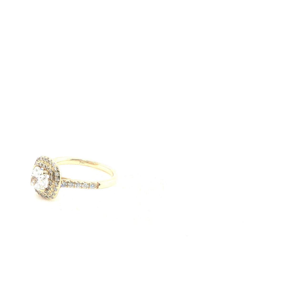 Cushion Brilliant Diamond Engagement Ring in Polished Yellow Gold