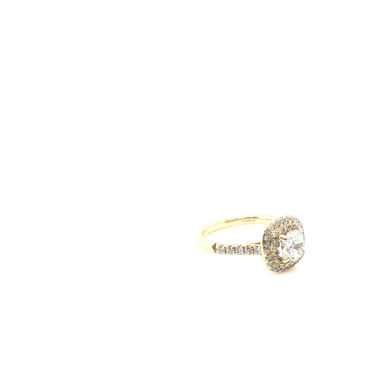 Cushion Brilliant Diamond Engagement Ring in Polished Yellow Gold