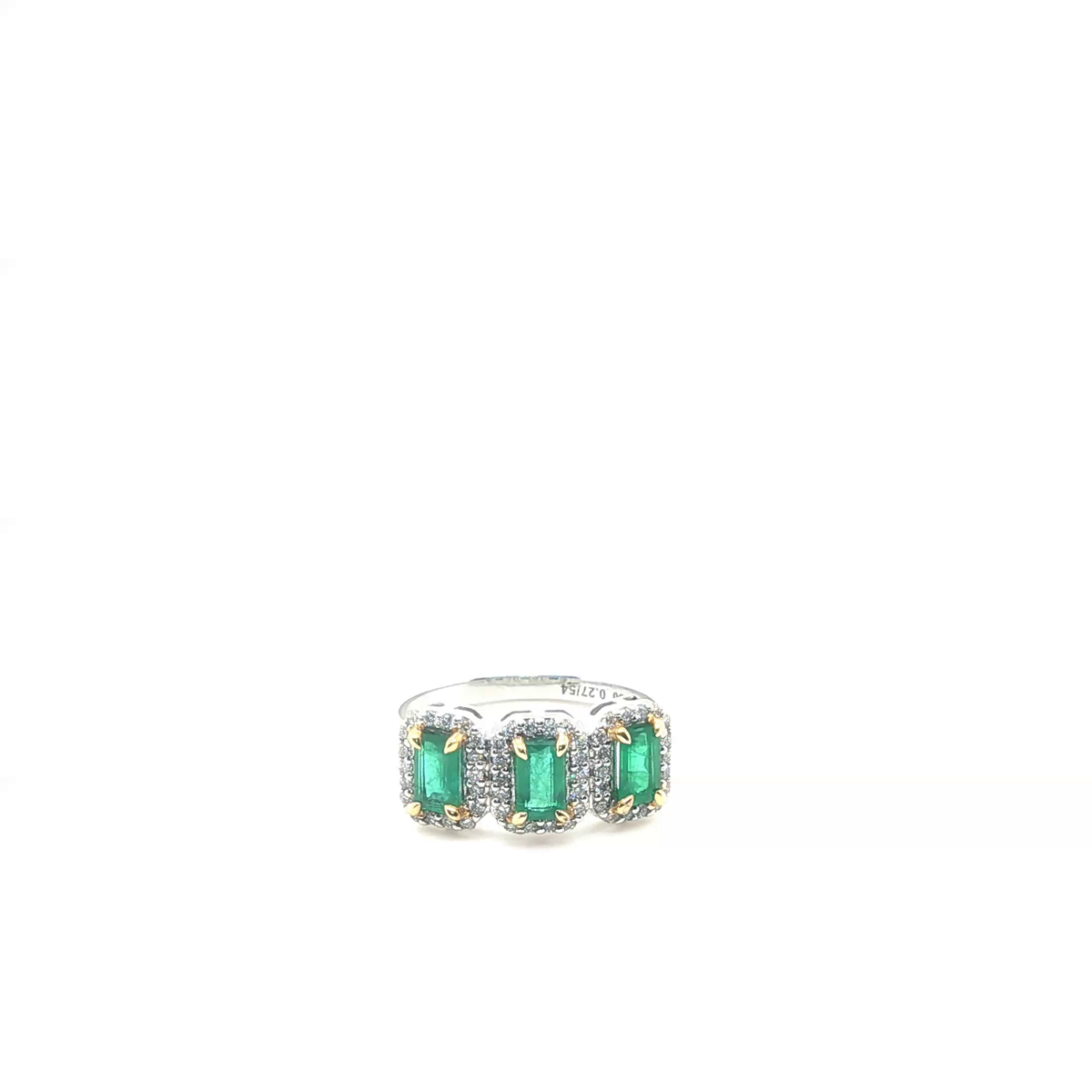Triple Step Cut Emerald Trio Ring in Polished White Gold