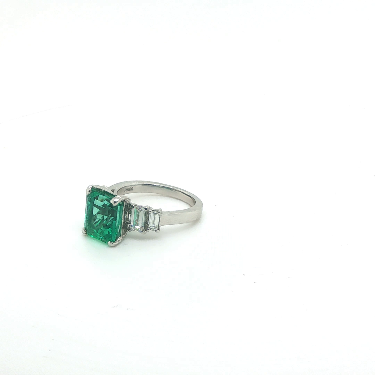 Classic White Gold Emerald-Cut Emerald and Diamond Halo Multi-Stone Ring