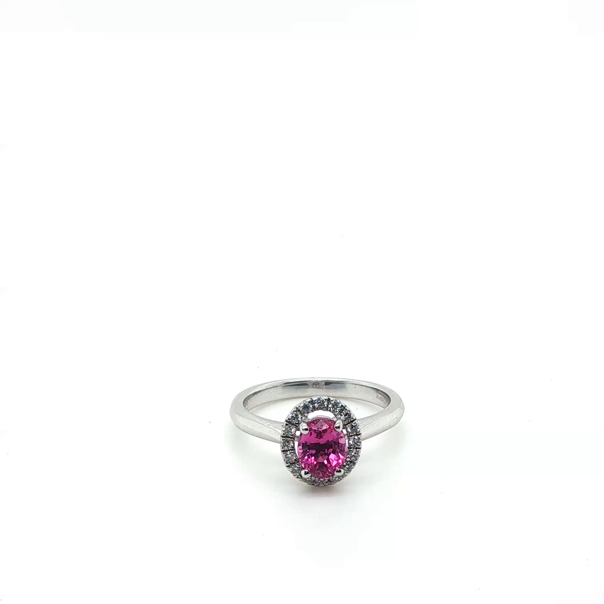 Oval Pink Sapphire Cocktail Ring in 18ct White Gold