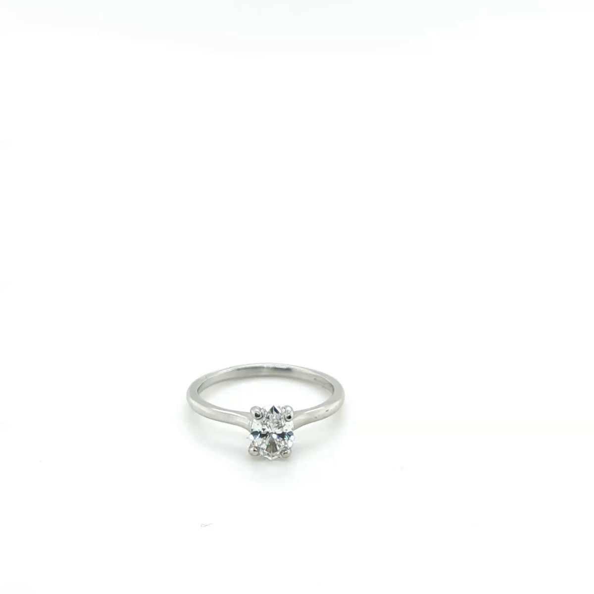 Classic Oval Brilliant Diamond Solitaire Ring in White Gold