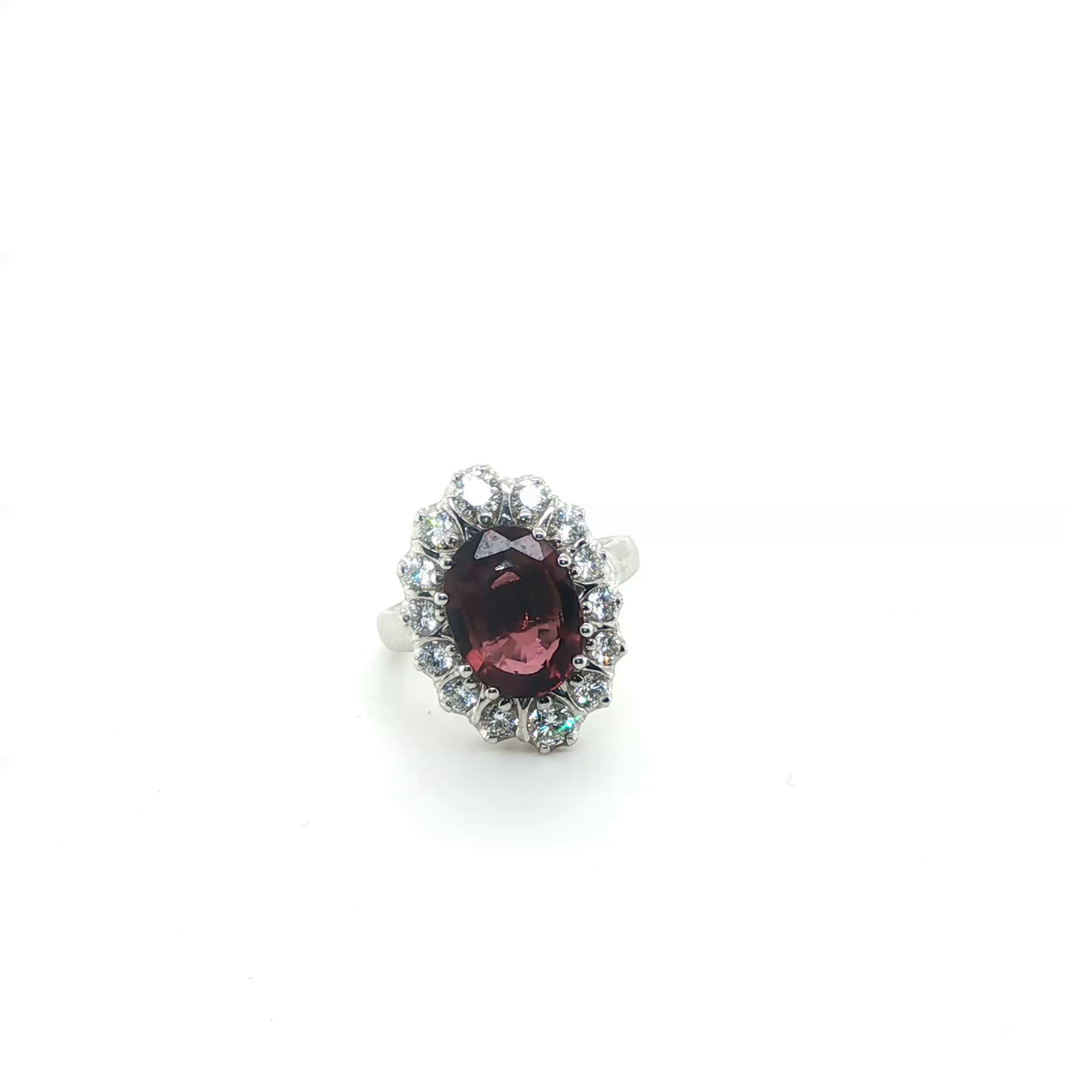 Oval Pink Tourmaline Cocktail Ring in 18ct White Gold