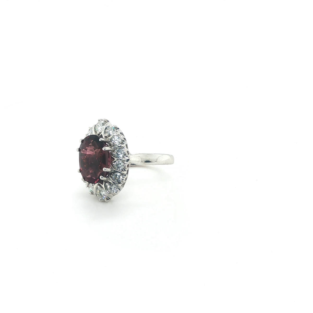 Oval Pink Tourmaline Cocktail Ring in 18ct White Gold