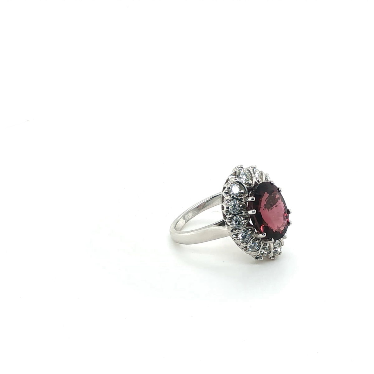 Oval Pink Tourmaline Cocktail Ring in 18ct White Gold