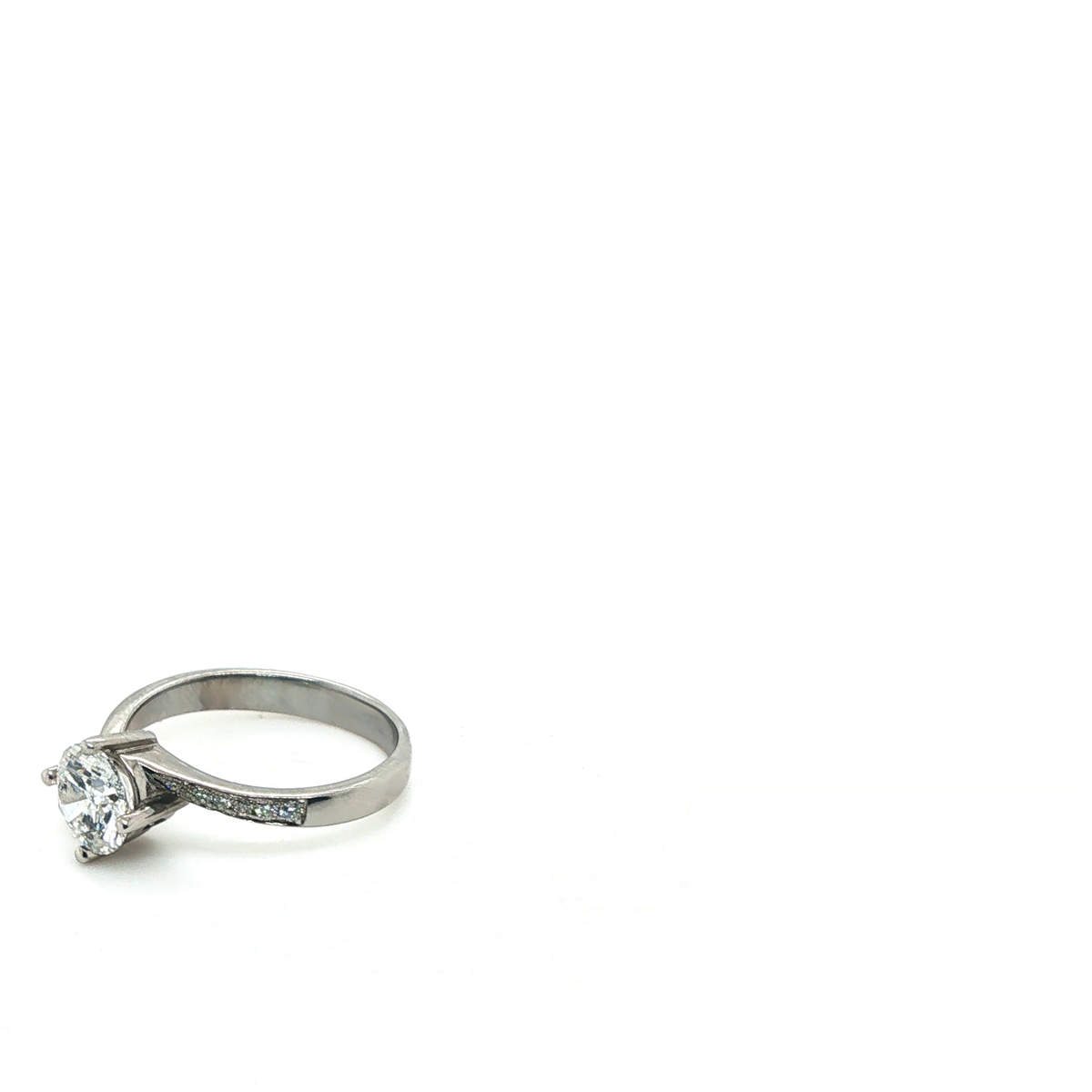 Round Brilliant Diamond Pave Engagement Ring in White Gold