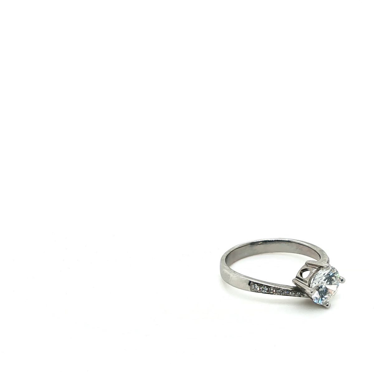 Round Brilliant Diamond Pave Engagement Ring in White Gold