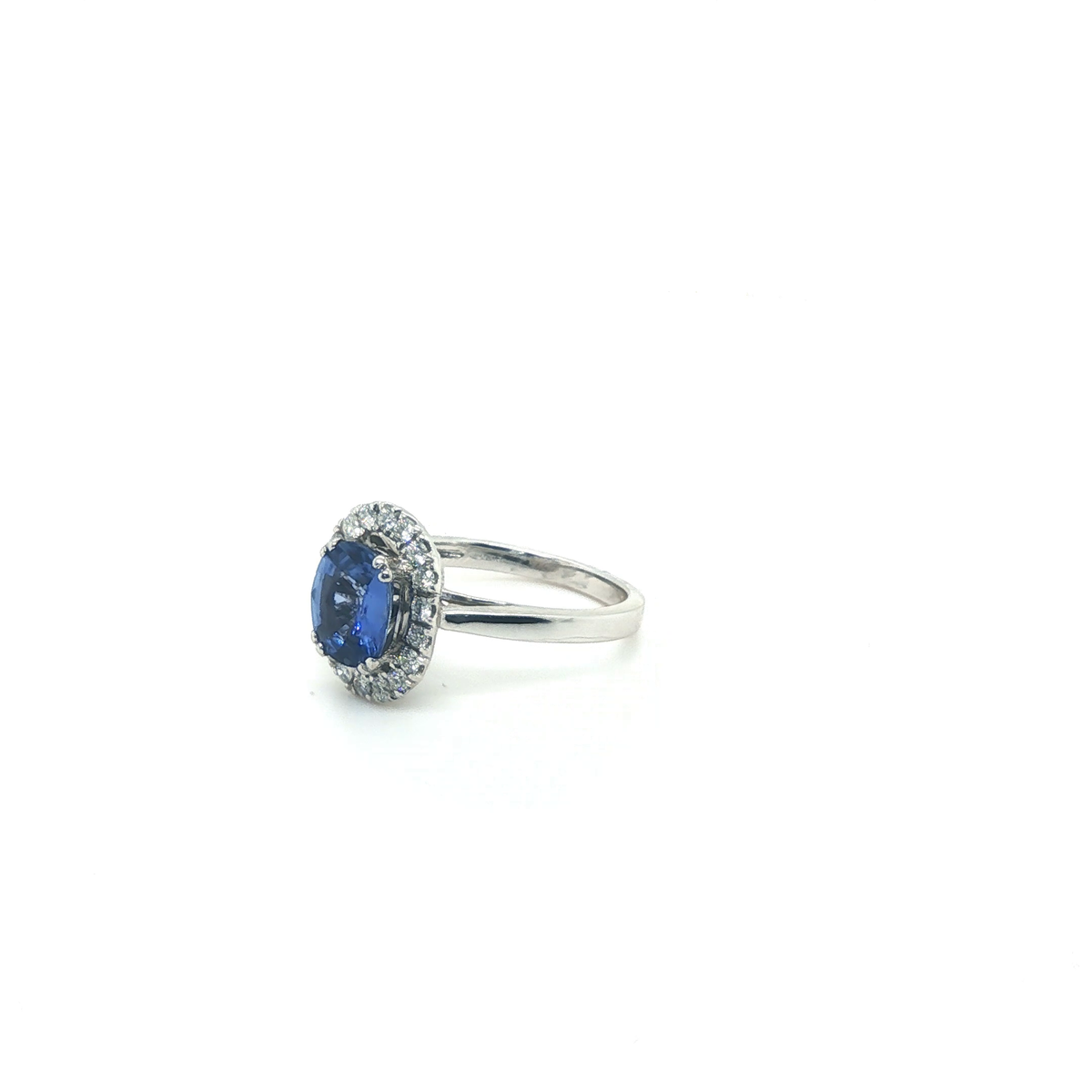 Oval-Cut Royal Blue Sapphire White Gold Engagement Ring