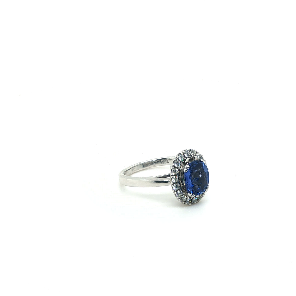Oval-Cut Royal Blue Sapphire White Gold Engagement Ring