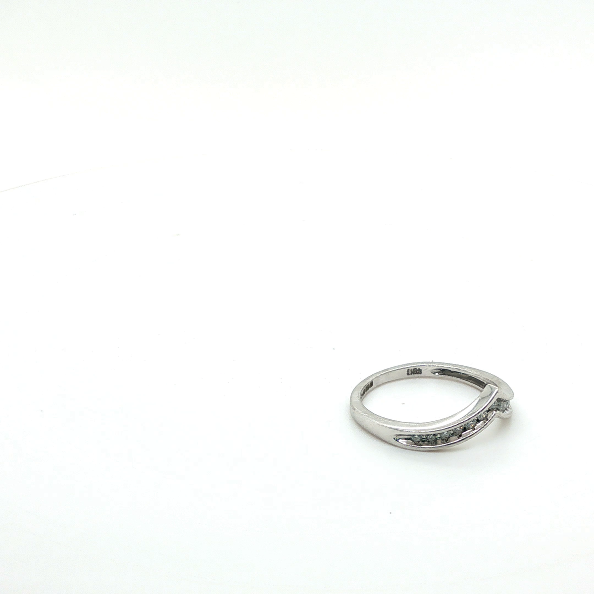 Round Brilliant Diamond Stackable Rings in White Gold with Heart Engravings