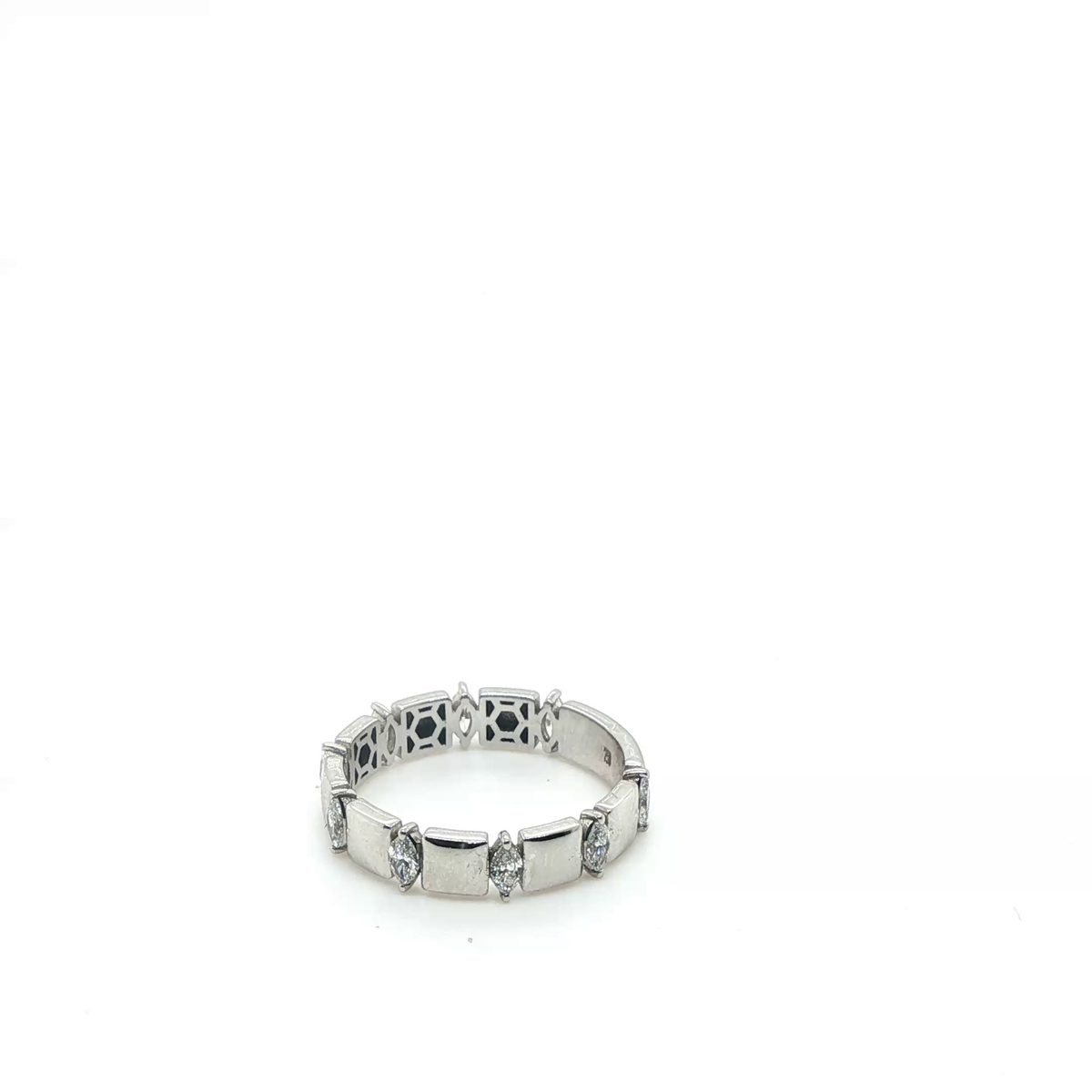 Marquise Brilliant Cut Diamond Eternity Band in Polished White Gold