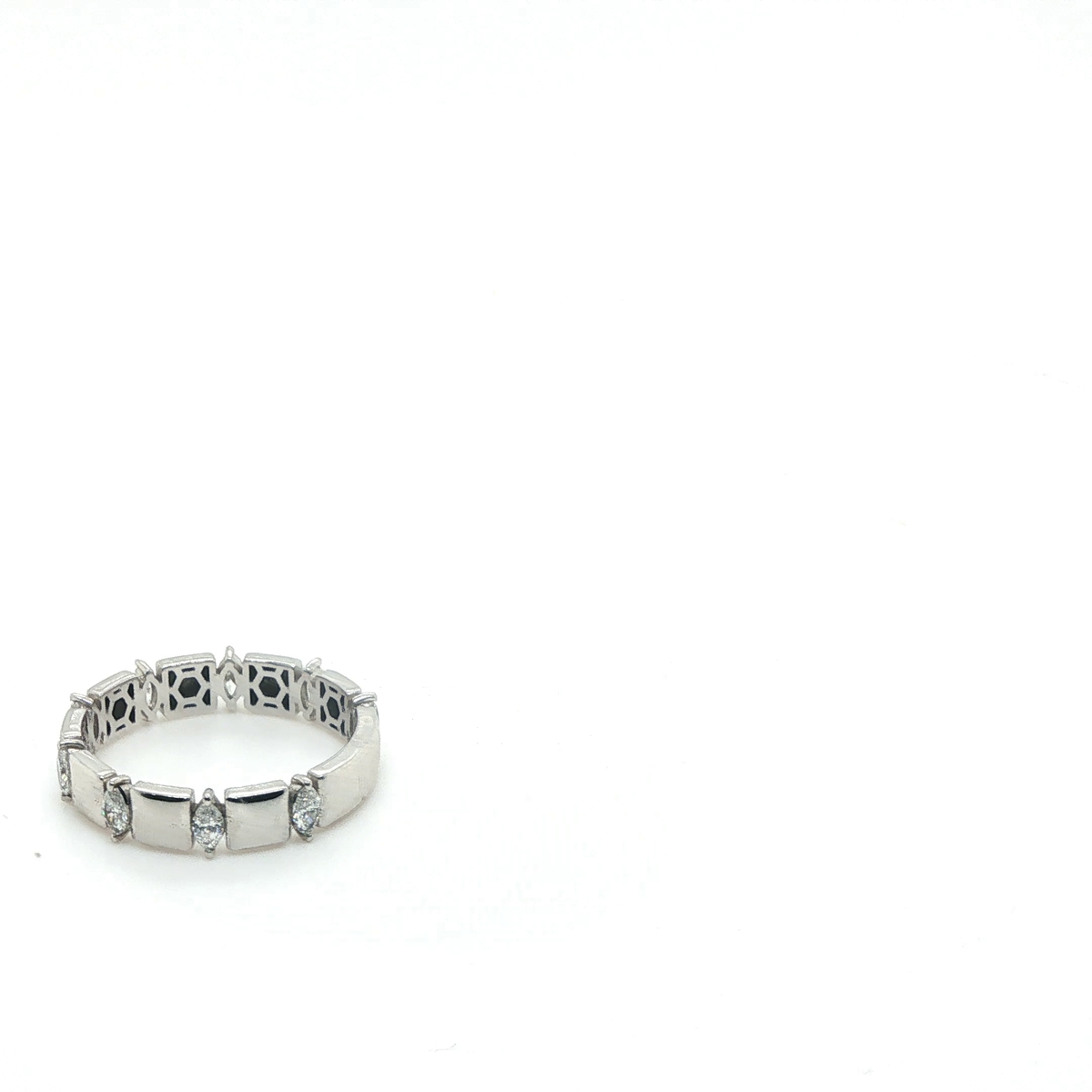Marquise Brilliant Cut Diamond Eternity Band in Polished White Gold