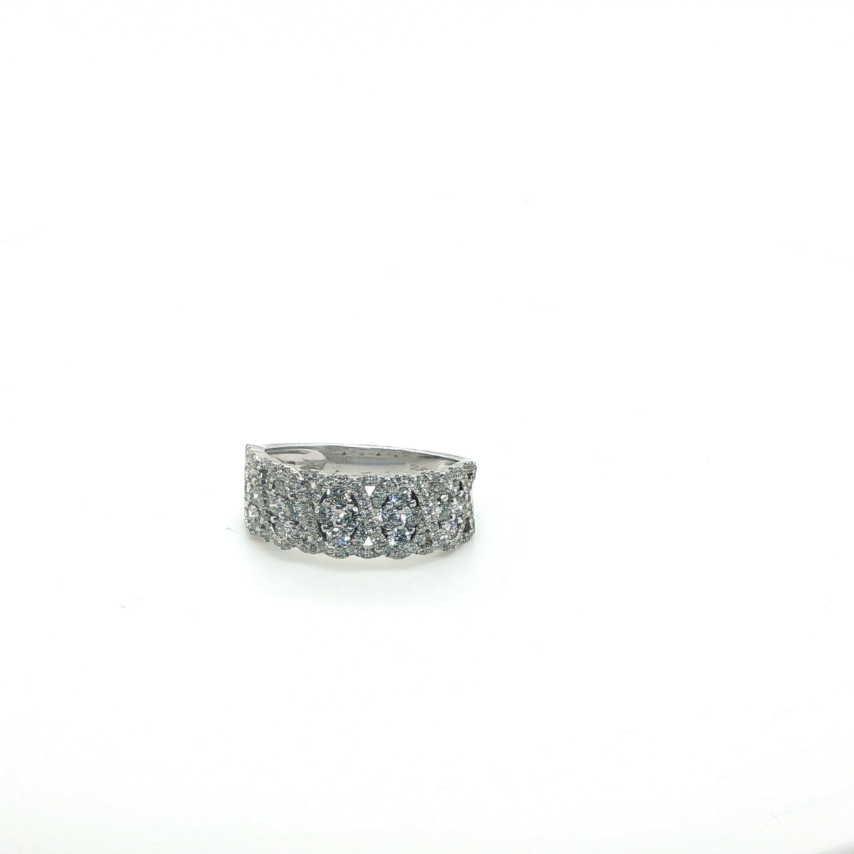 Modern Brilliant Round Diamond Channel-Set White Gold Band Ring