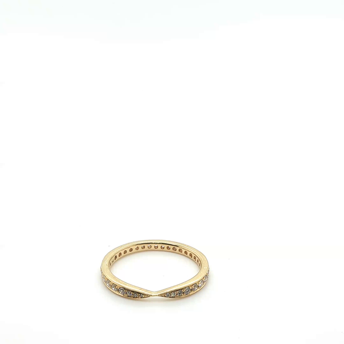 Round Brilliant Cut Diamond Yellow Gold Eternity Ring with Signature Engraving