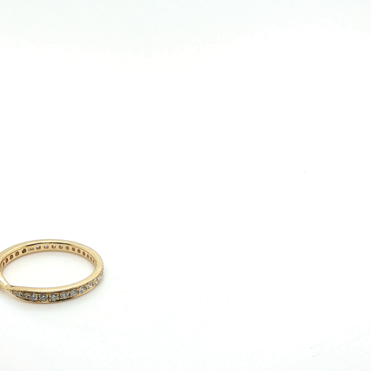 Round Brilliant Cut Diamond Yellow Gold Eternity Ring with Signature Engraving