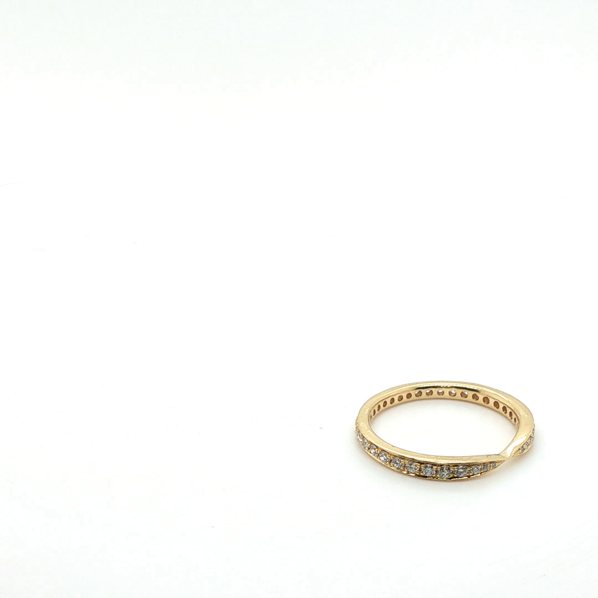 Round Brilliant Cut Diamond Yellow Gold Eternity Ring with Signature Engraving