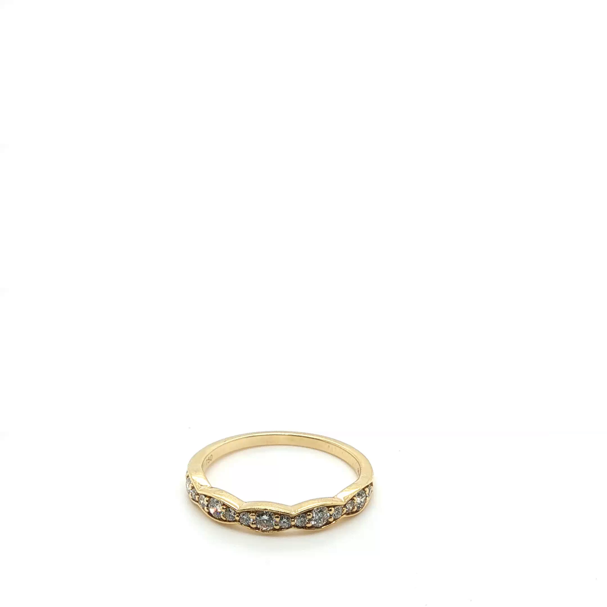 Contemporary Yellow Gold Stackable Ring Set with Brilliant Round Diamond and Love Engraving