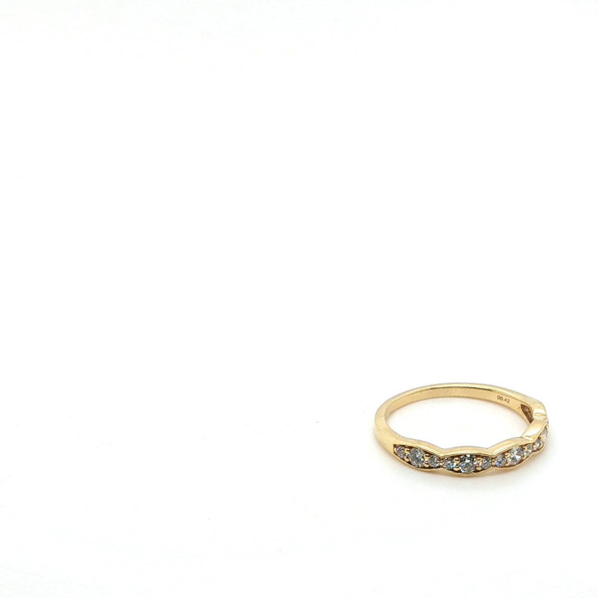 Contemporary Yellow Gold Stackable Ring Set with Brilliant Round Diamond and Love Engraving