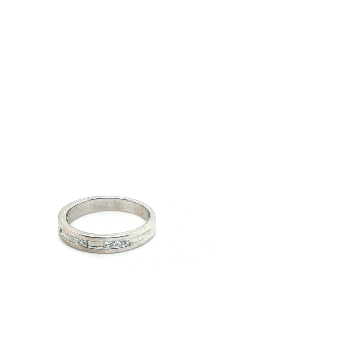 Elegant Square Cut Diamond Wedding Ring in Polished White Gold