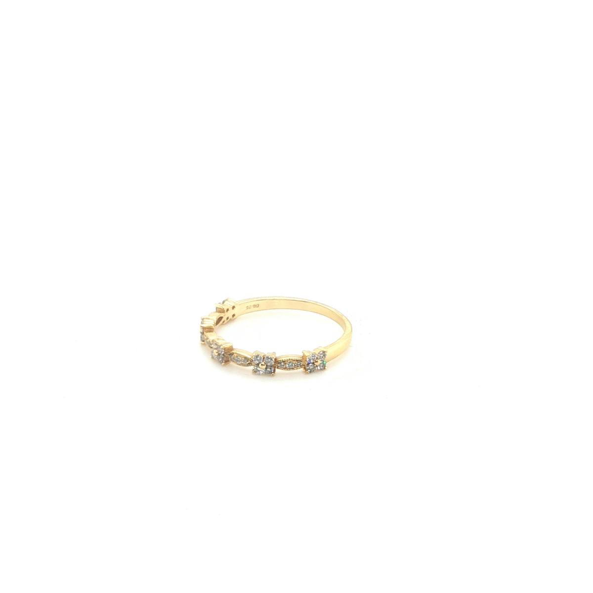 Contemporary Yellow Gold Round Brilliant Diamond Stackable Ring Set