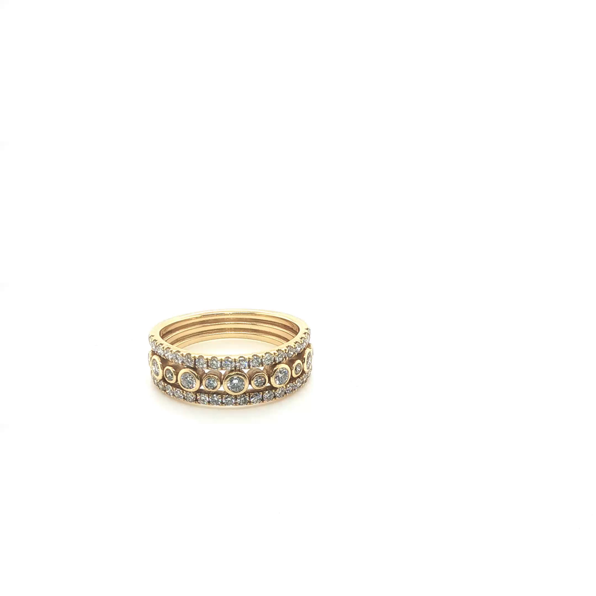 Elegant Round Brilliant Cut Diamond Stackable Gold Ring Set