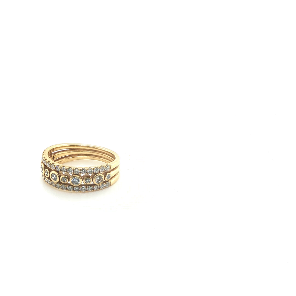 Elegant Round Brilliant Cut Diamond Stackable Gold Ring Set
