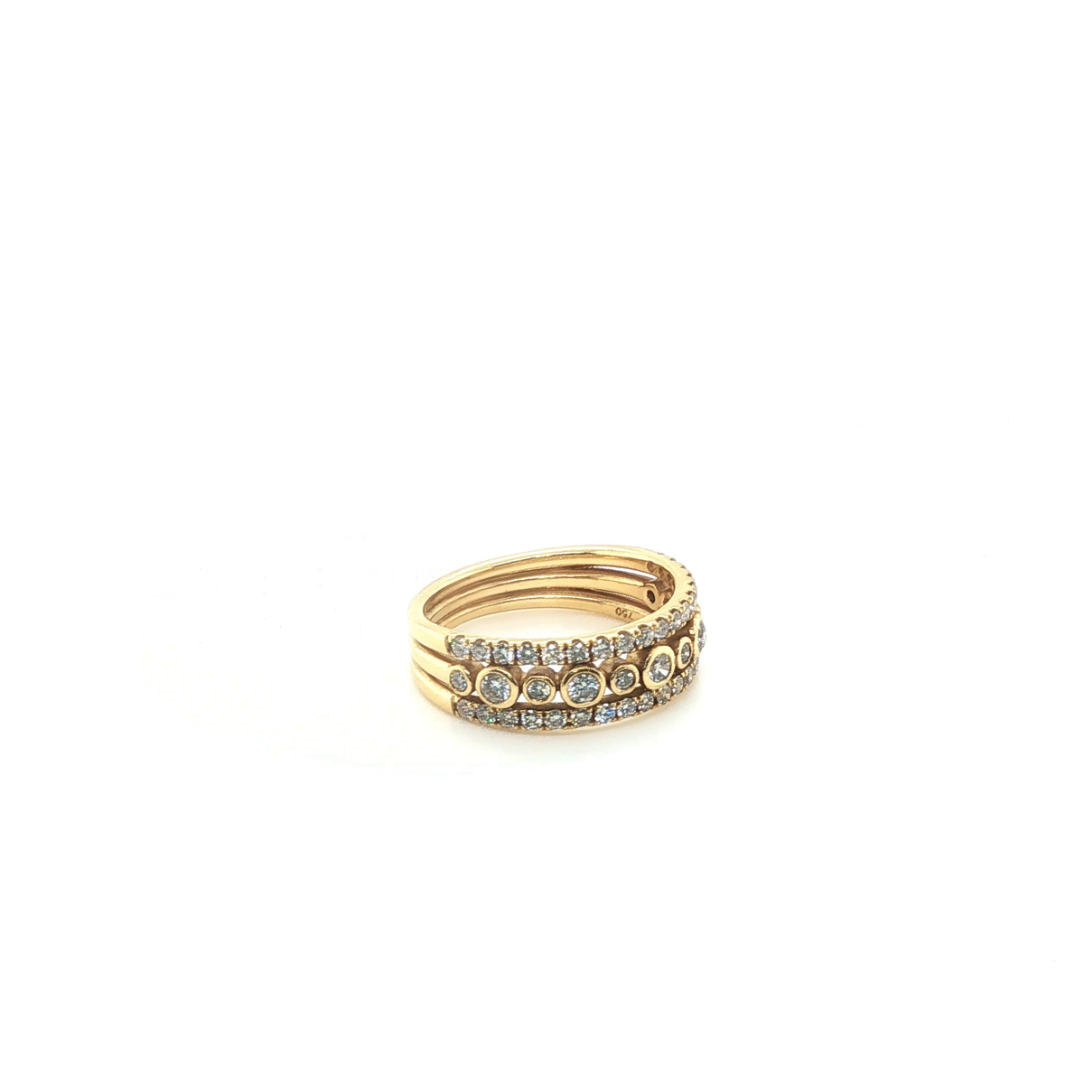 Elegant Round Brilliant Cut Diamond Stackable Gold Ring Set