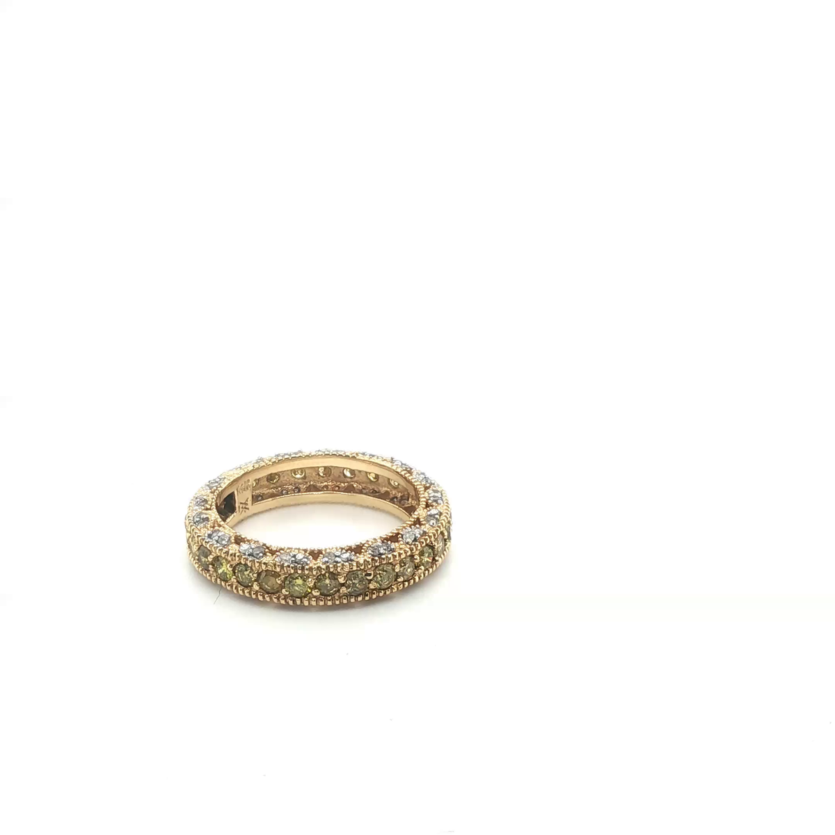 Round Brilliant Yellow and White Diamond Eternity Ring in 14ct Yellow Gold