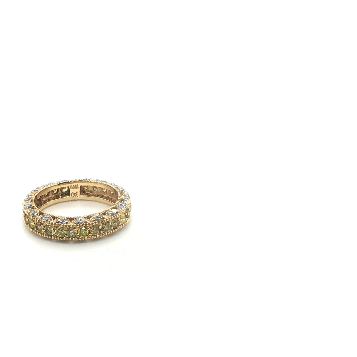 Round Brilliant Yellow and White Diamond Eternity Ring in 14ct Yellow Gold