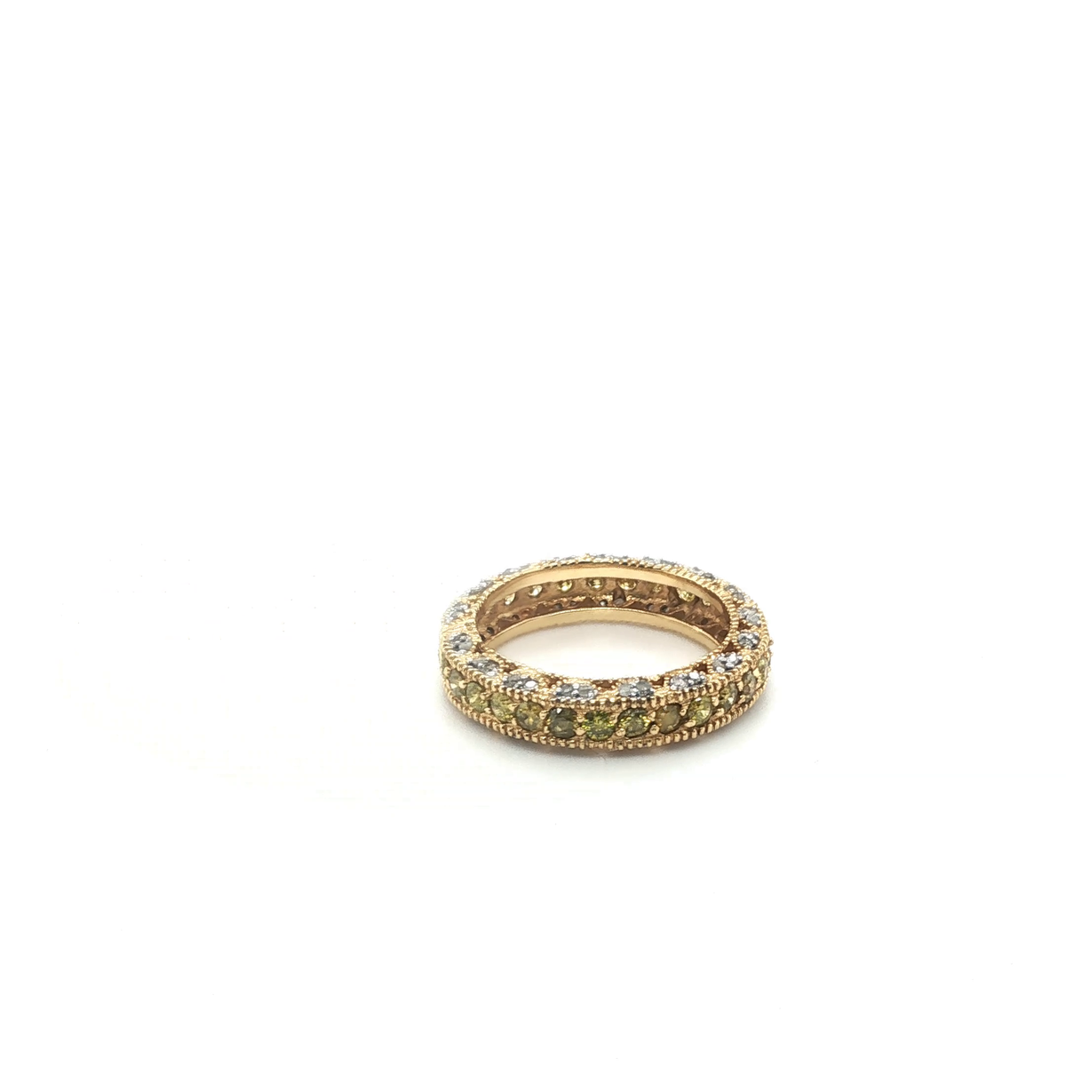 Round Brilliant Yellow and White Diamond Eternity Ring in 14ct Yellow Gold