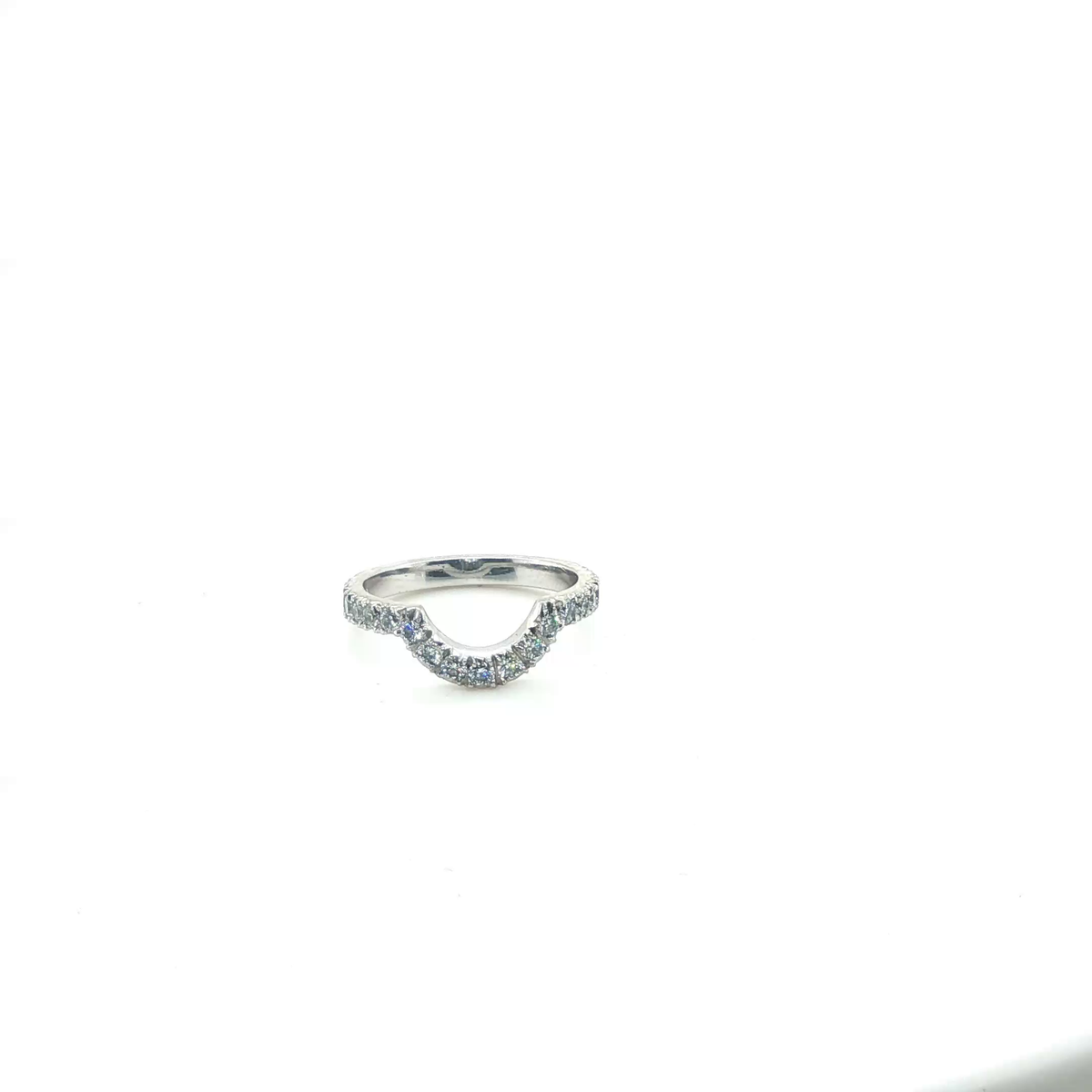 Classic Platinum Round Brilliant Cut Diamond Wedding Ring with Pave Set Accents