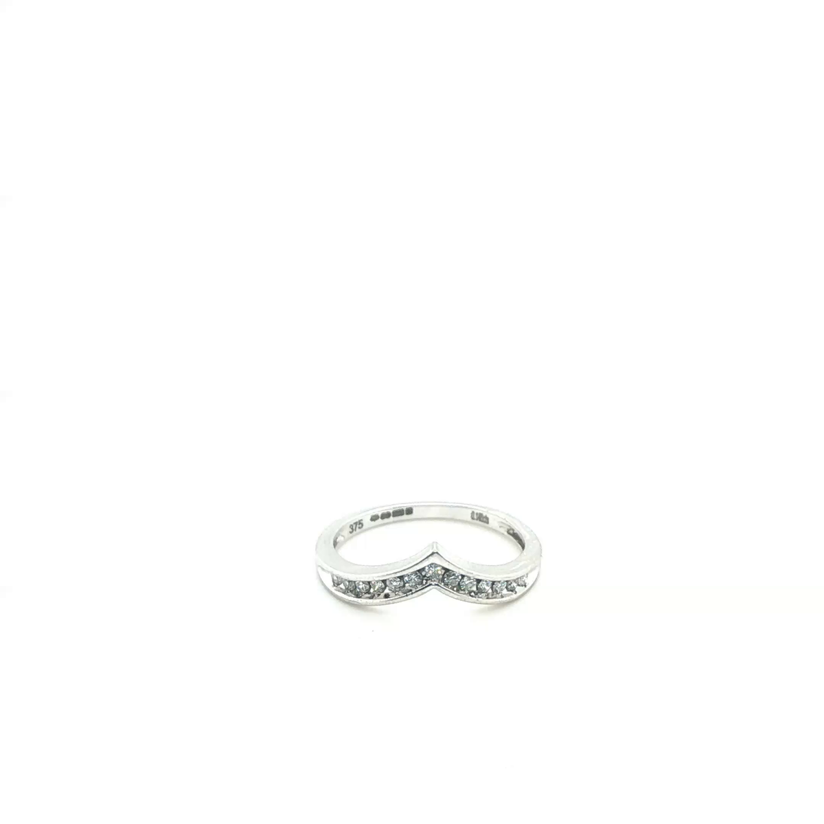 Modern White Gold Wedding Band with Brilliant Cut Diamond and Custom Internal Engraving