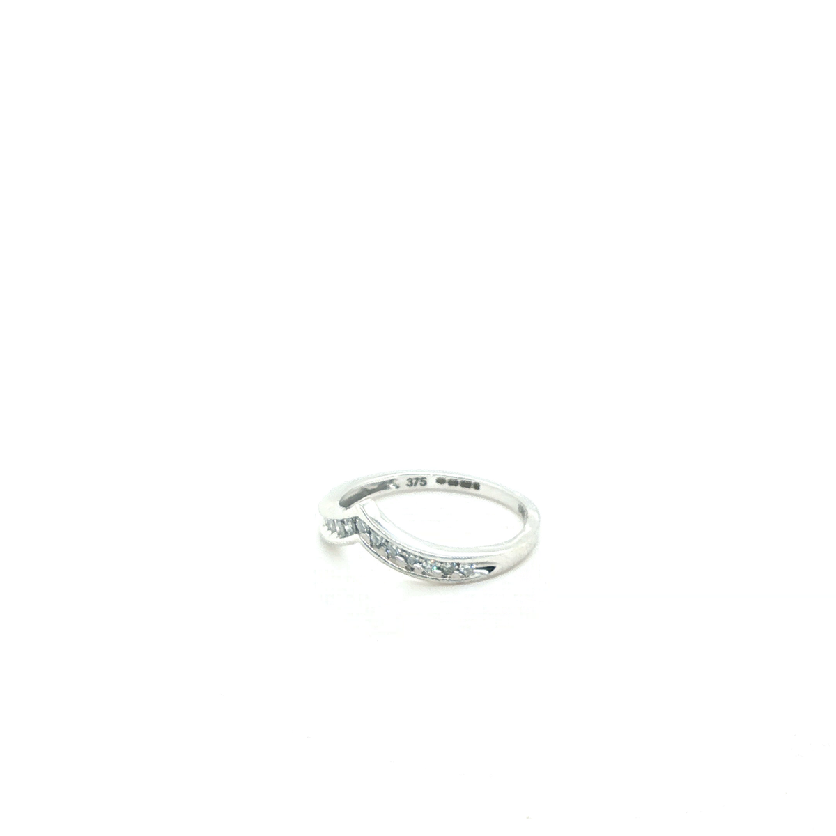 Modern White Gold Wedding Band with Brilliant Cut Diamond and Custom Internal Engraving